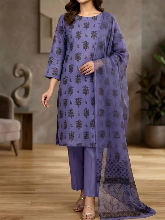 3PC PREMIUM LAWN FULLY EMBROIDERED DUPATAA