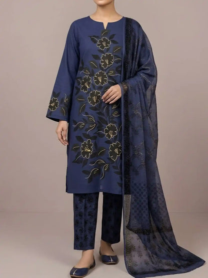 HAND-PAINTED LAWN 3-PIECE SUIT WITH EMBROIDERED CHIFFON DUPATTA & PRINTED TROUSER (Copy)