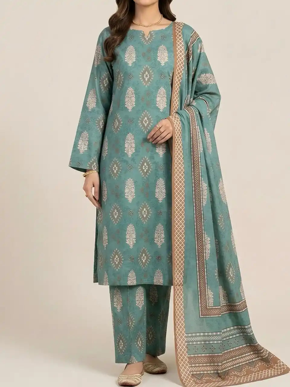 PURE LAWN 3-PIECE ALL OVER  PRINTED SUIT – ELEGANT, SOFT & WASHABLE.