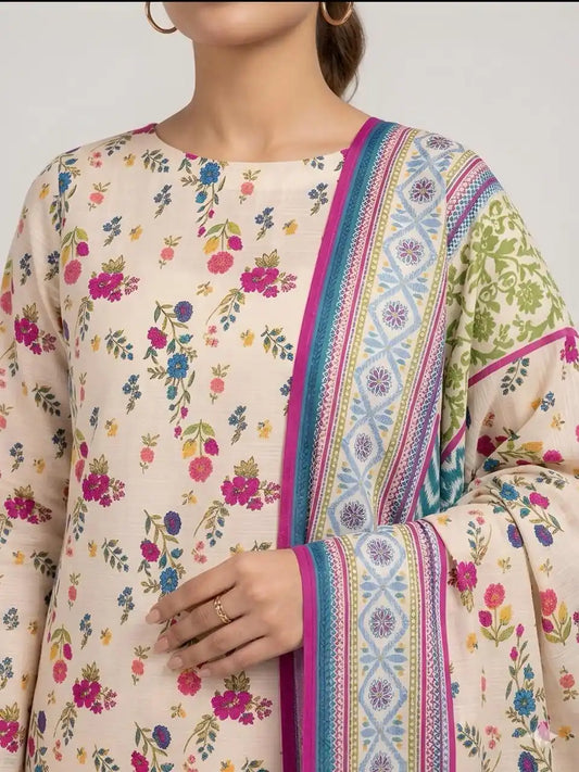 PURE LAWN 3-PIECE ALL OVER  PRINTED SUIT – ELEGANT, SOFT & WASHABLE.