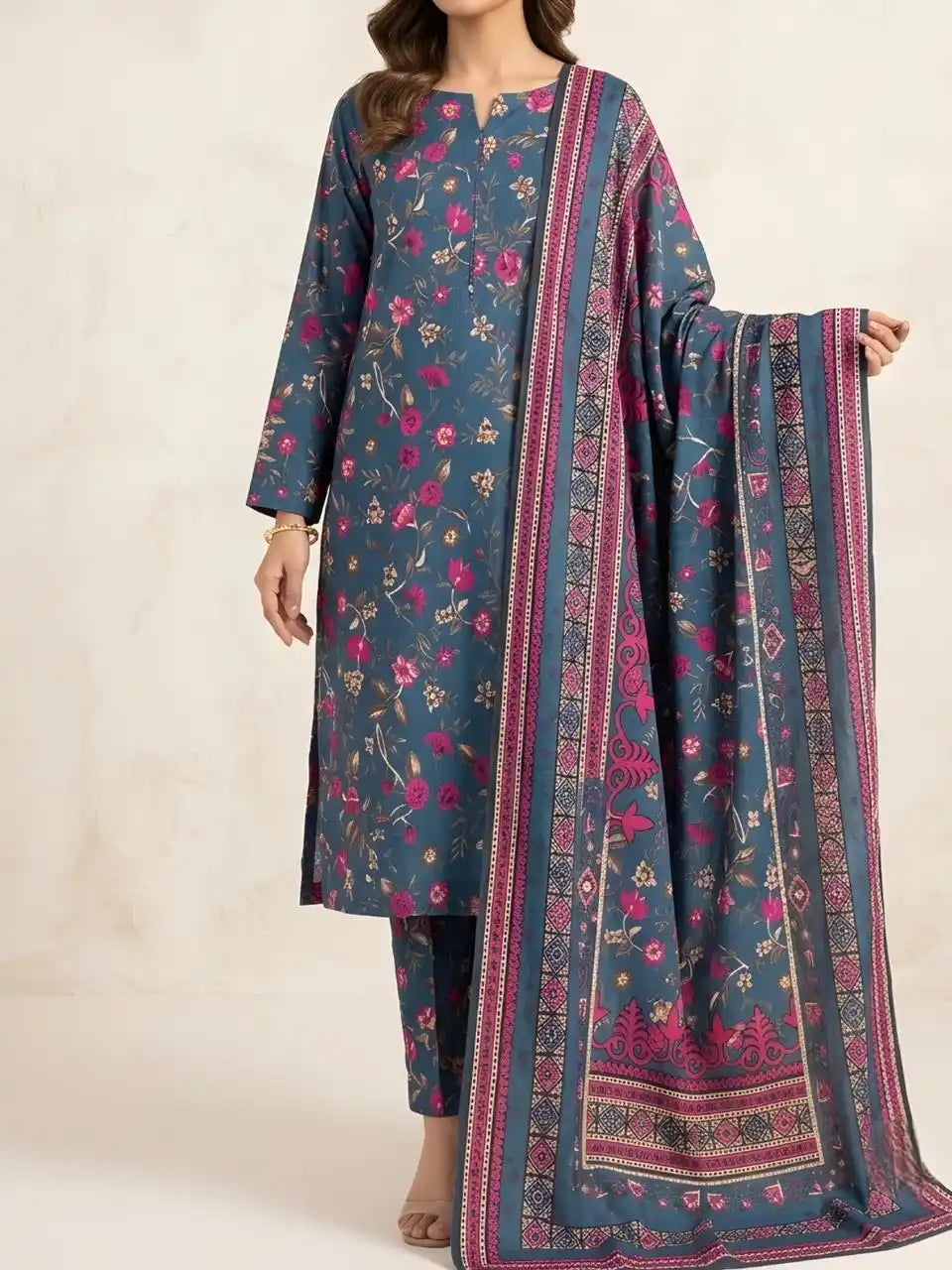 PURE LAWN 3-PIECE ALL OVER  PRINTED SUIT – ELEGANT, SOFT & WASHABLE.