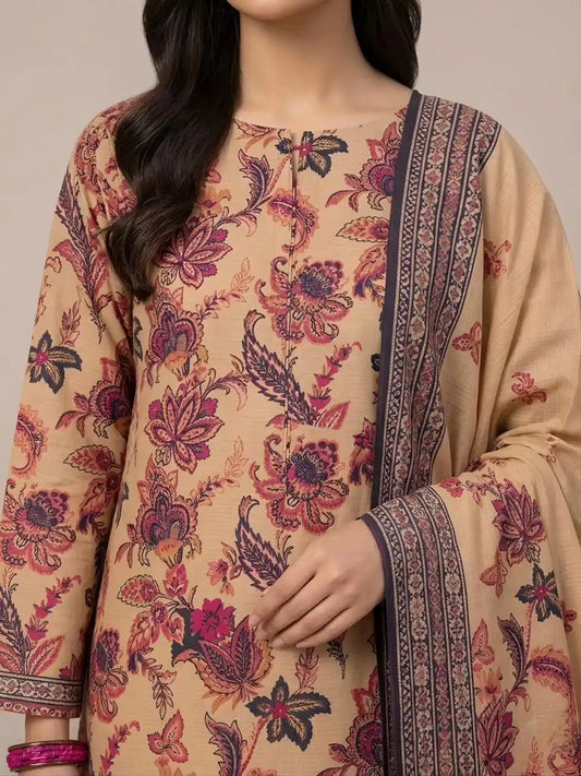 PURE LAWN 3-PIECE ALL OVER  PRINTED SUIT – ELEGANT, SOFT & WASHABLE.