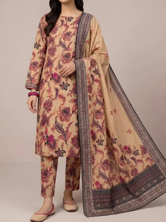 PURE LAWN 3-PIECE ALL OVER  PRINTED SUIT – ELEGANT, SOFT & WASHABLE.