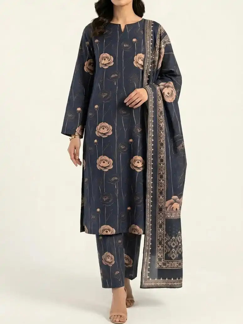PURE LAWN 3-PIECE ALL OVER  PRINTED SUIT – ELEGANT, SOFT & WASHABLE.