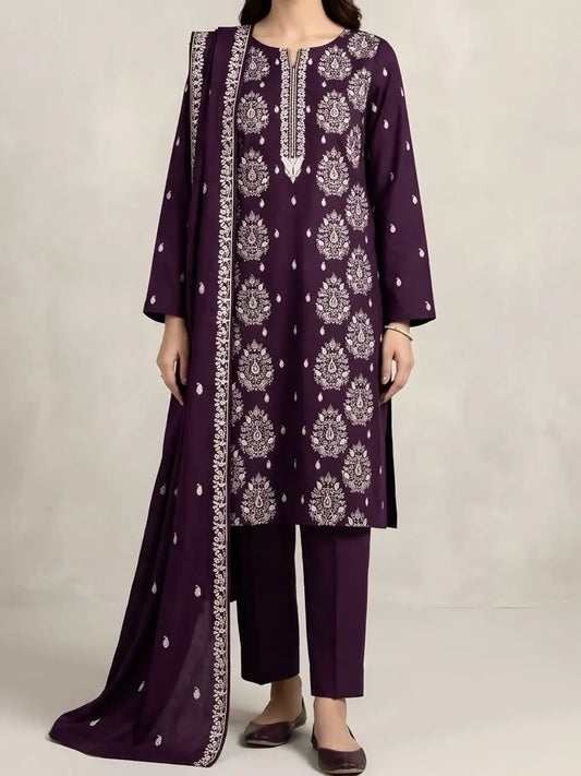 3PC PURE DHANNAK ELEGANCEE EMBROIDERED