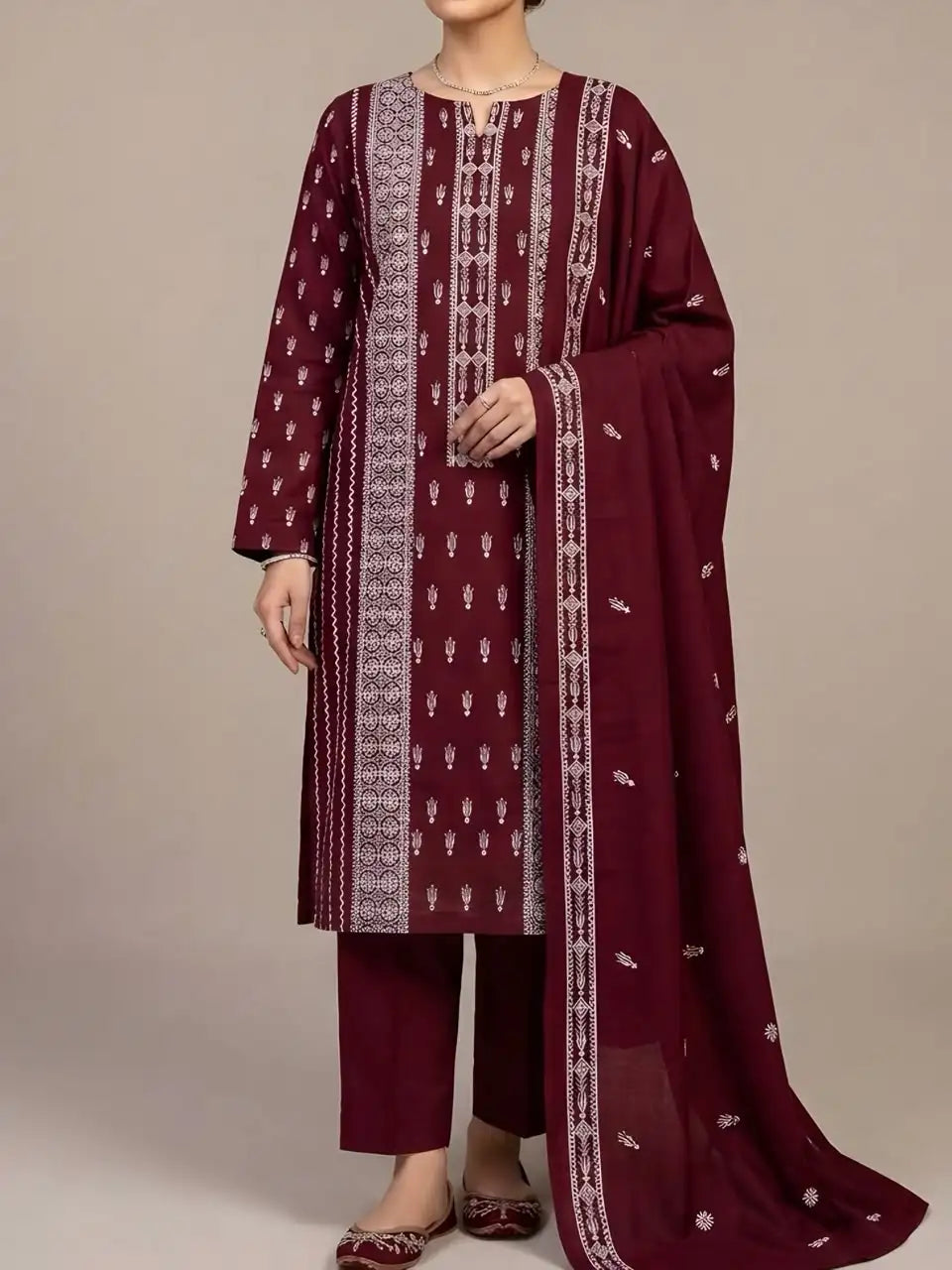 3PC PURE DHANNAK ELEGANCEE EMBROIDERED