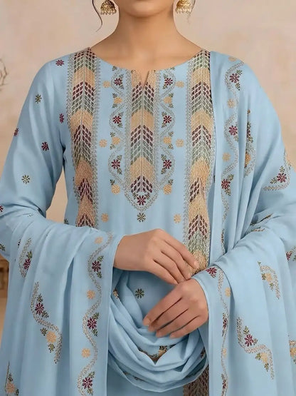 3PC PURE DHANNAK ELEGANCEE EMBROIDERED