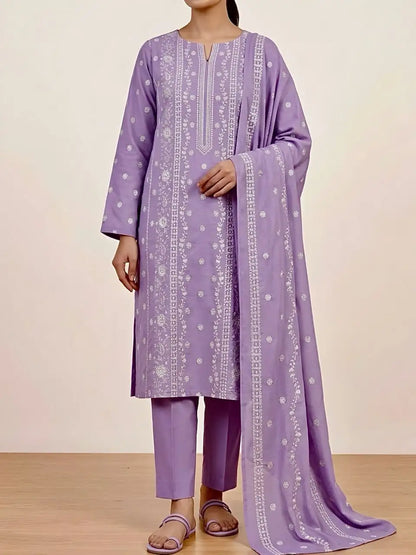 3PC PURE DHANNAK ELEGANCEE EMBROIDERED