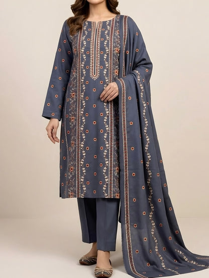 3PC PURE DHANNAK ELEGANCEE EMBROIDERED