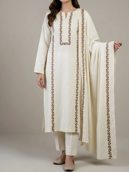3PC PURE DHANNAK ELEGANCEE EMBROIDERED