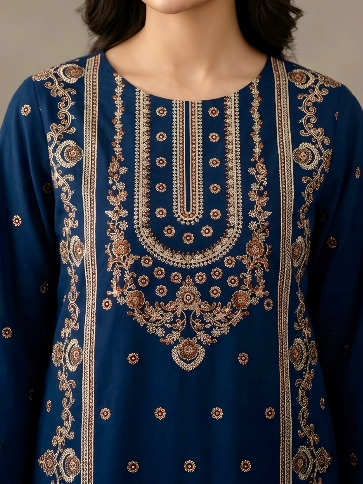 3PC PURE DHANNAK ELEGANCEE EMBROIDERED