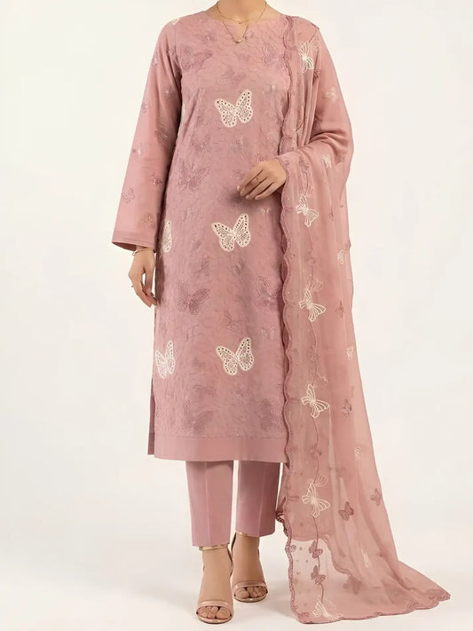3PC PURE. LAWN .HEAVY EMBROIDERED..