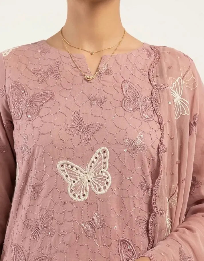 3PC PURE. LAWN .HEAVY EMBROIDERED..
