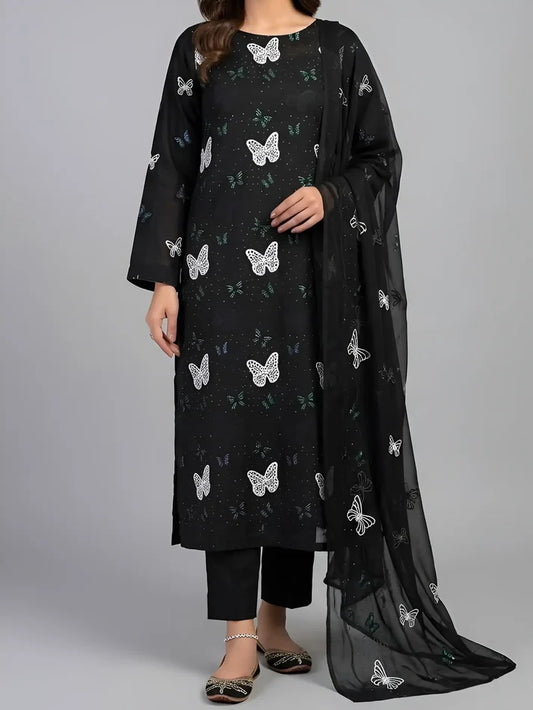 3PC PURE. LAWN .HEAVY EMBROIDERED..