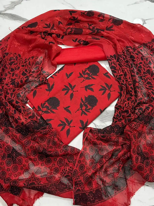 3PC PREMIUM LAWN FULLY EMBROIDERED DUPATTA