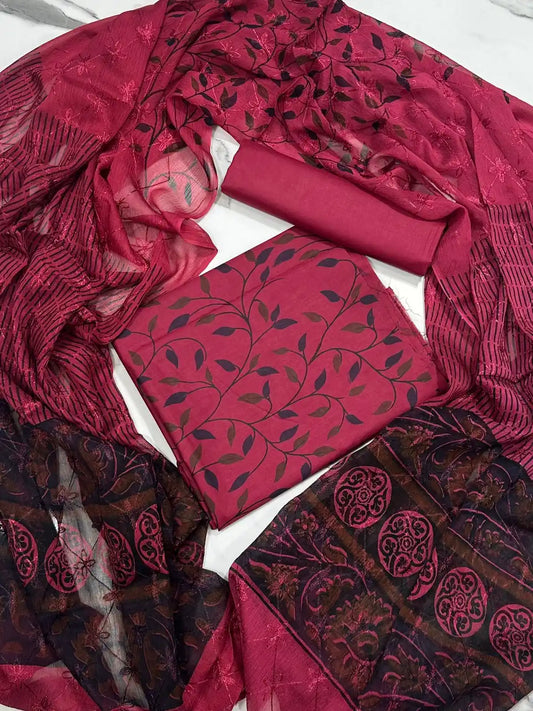 3PC PREMIUM LAWN FULLY EMBROIDERED DUPATTA