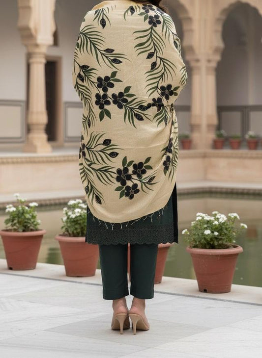 PURE SELF EMBOS HANDPAINTED PREMIUM HIGH QUALITY  SHAWL