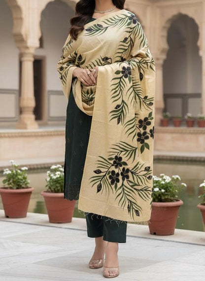 PURE SELF EMBOS HANDPAINTED PREMIUM HIGH QUALITY  SHAWL