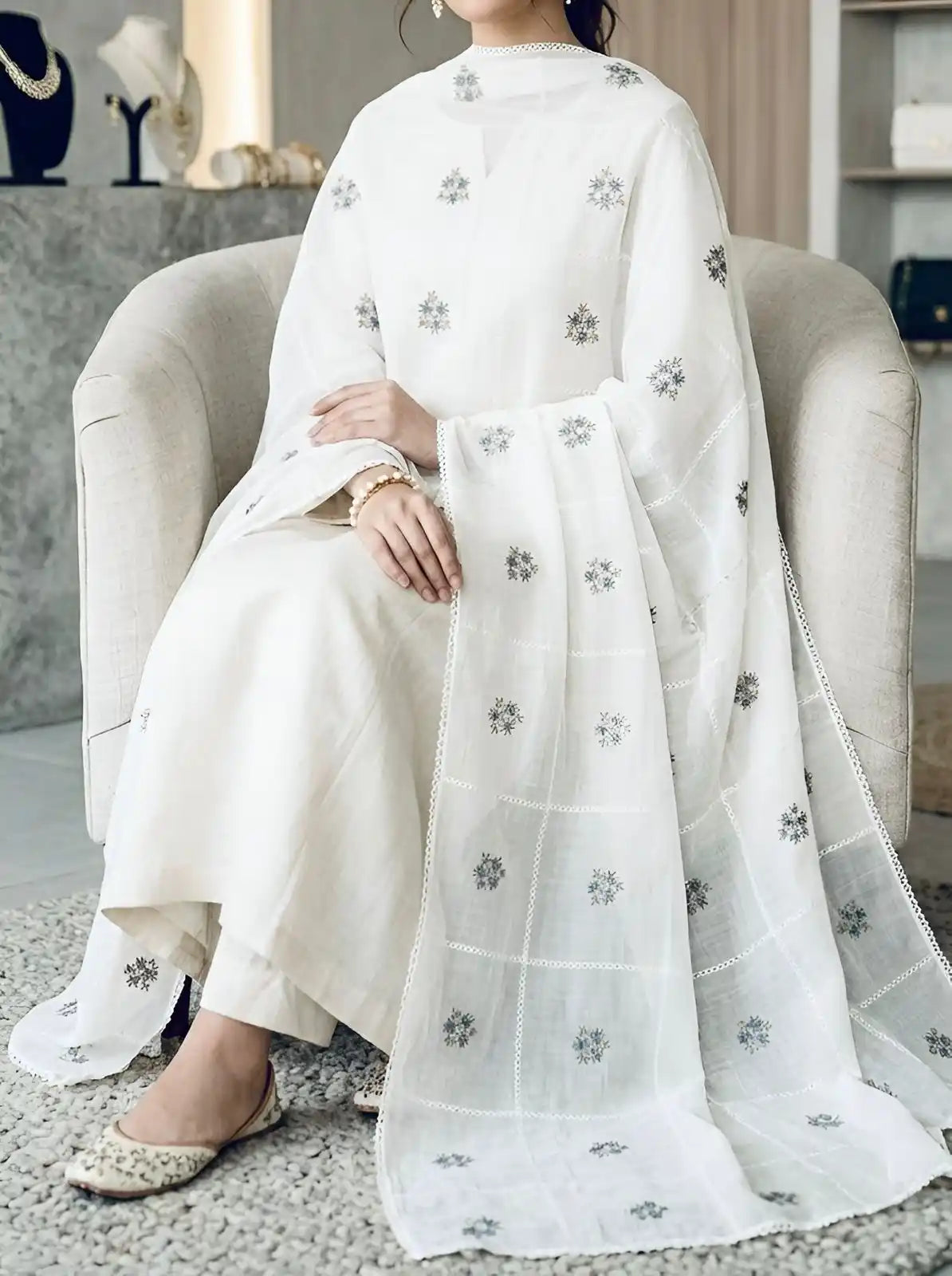 PURE LAWN CHADAR  FULL EMBROIDERED ELEGANCE