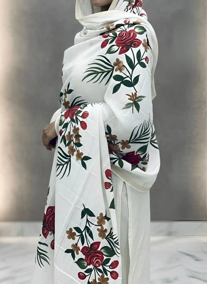 PURE LAWN SOFT HANDPAINTED DUPATTA TARKASHI WORK PREMIUM QUALITY.