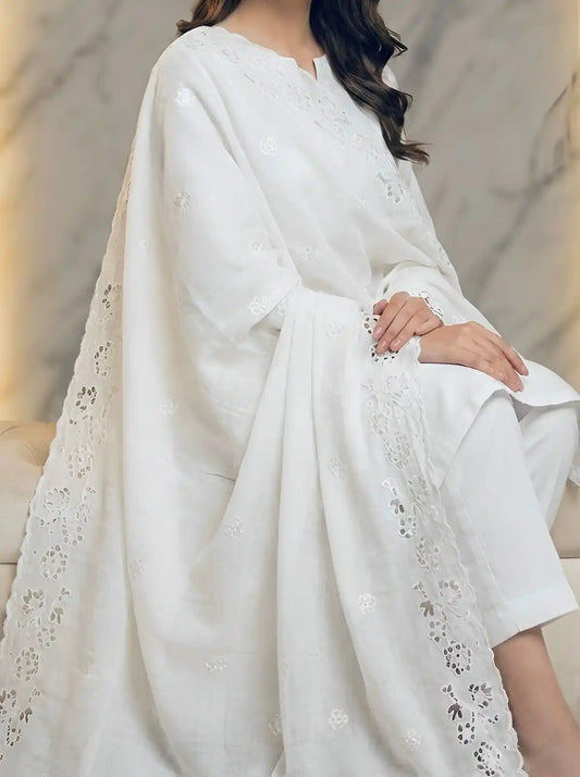 PURE LAWN SOFT DUPTTA WITH EMROIDERY LAZER WORK PREMIUM QUALITY