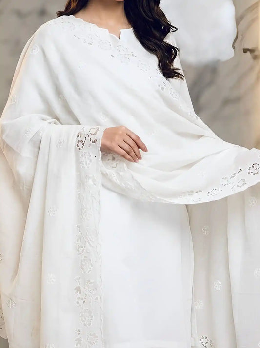 PURE LAWN SOFT DUPTTA WITH EMROIDERY LAZER WORK PREMIUM QUALITY