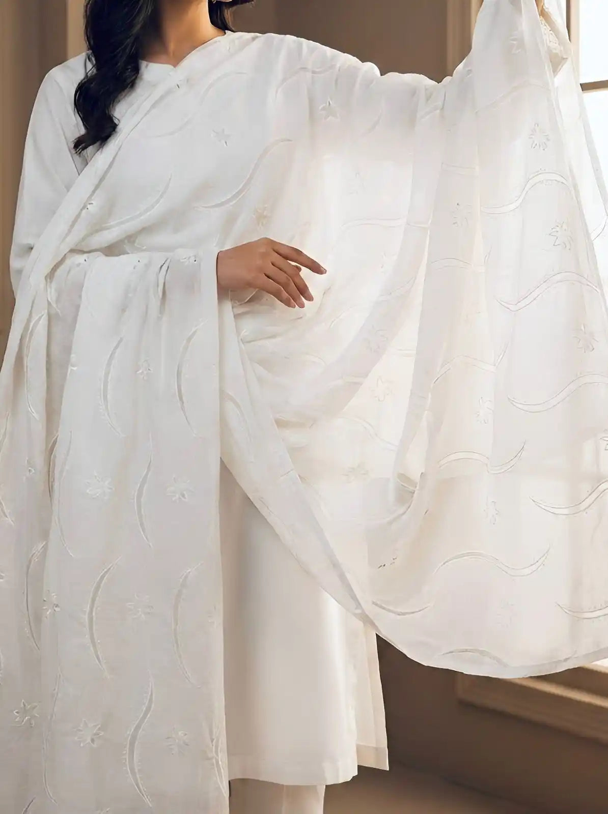 PURE LAWN SOFT DUPTTA WITH EMROIDERY LAZER WORK PREMIUM QUALITY