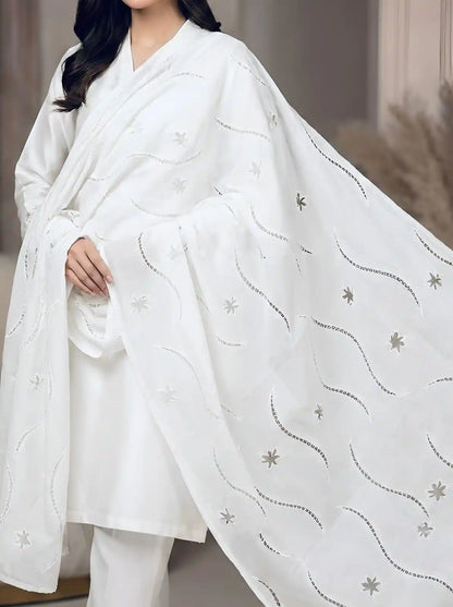 PURE LAWN SOFT DUPTTA WITH EMROIDERY LAZER WORK PREMIUM QUALITY