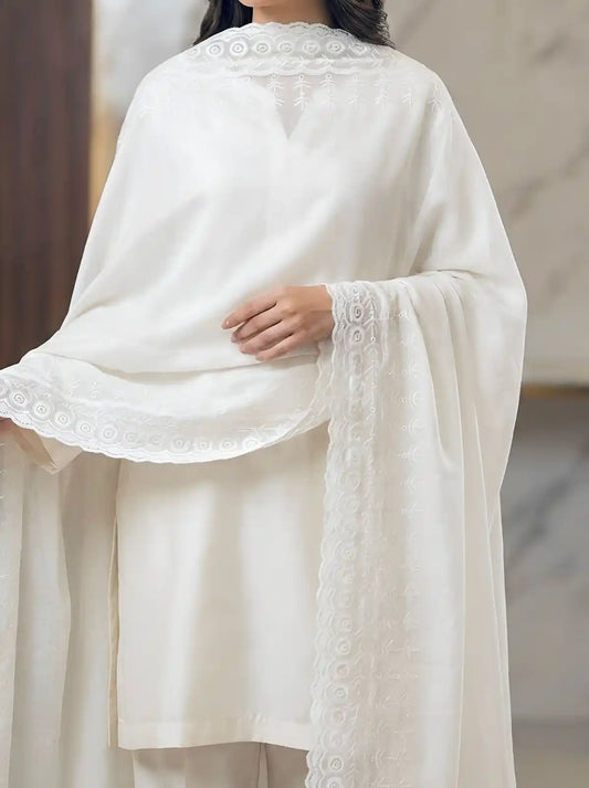 PURE LAWN SOFT DUPATTA CHIKAN EMBROIDERY WORK PREMIUM QUALITY