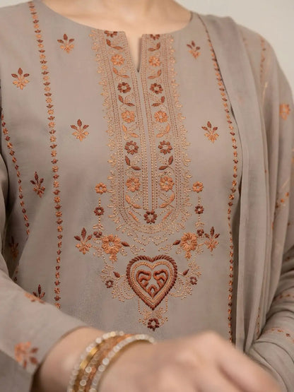 3PC PURE. LAWN .HEAVY EMBROIDERED