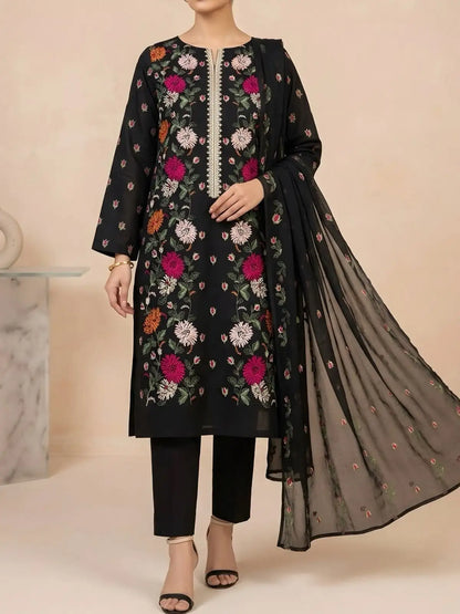 3PC PURE. LAWN .HEAVY EMBROIDERED