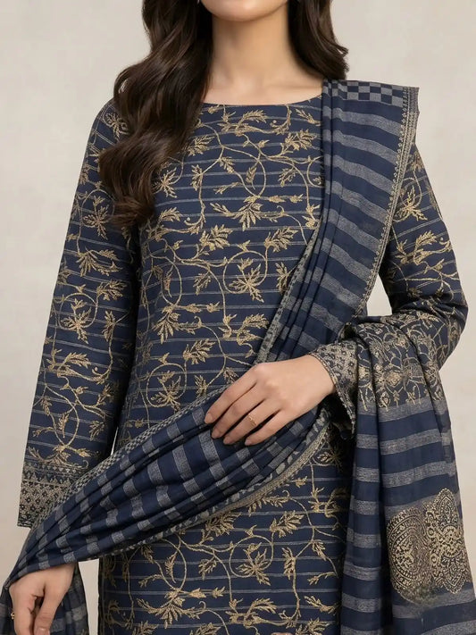 PURE LAWN 3-PIECE GOLD PRINTED SUIT – ELEGANT, SOFT & WASHABLE