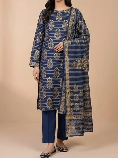PURE LAWN 3-PIECE GOLD PRINTED SUIT – ELEGANT, SOFT & WASHABLE