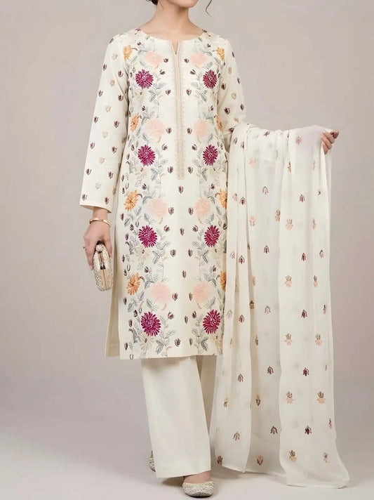 3PC PURE. LAWN .HEAVY EMBROIDERED...