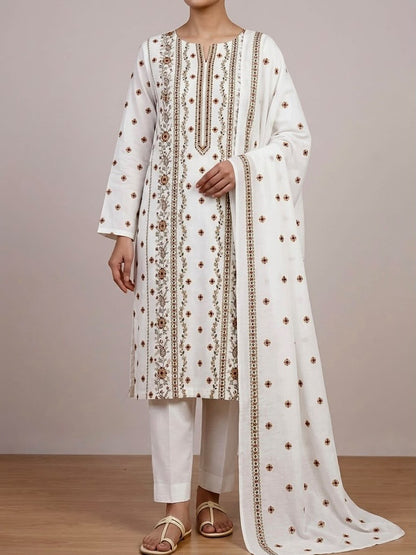 3PC PURE DHANNAK ELEGANCEE EMBROIDERED
