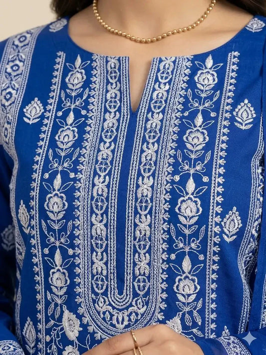 3PC PURE. LAWN .HEAVY EMBROIDERED