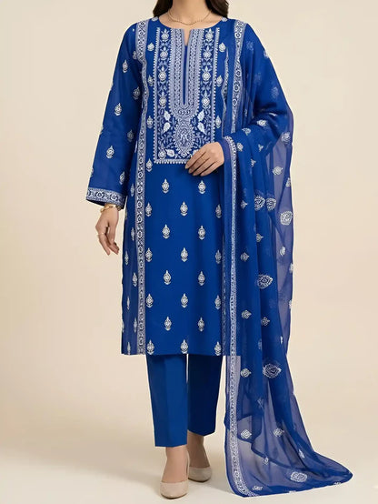 3PC PURE. LAWN .HEAVY EMBROIDERED