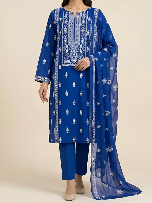 3PC PURE. LAWN .HEAVY EMBROIDERED