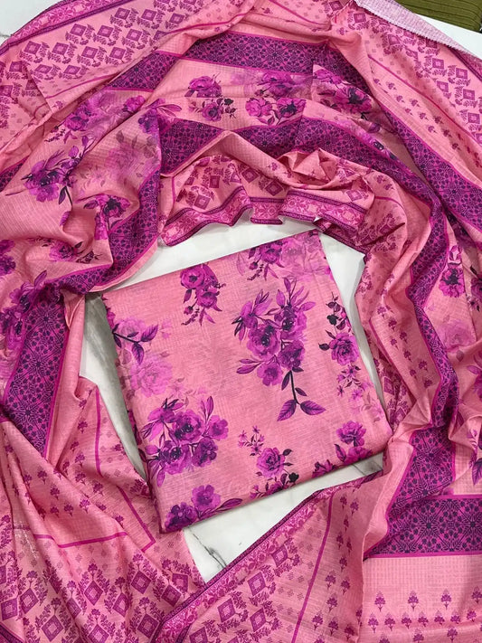 PURE LAWN 3-PIECE ALL OVER  PRINTED SUIT – ELEGANT, SOFT & WASHABLE