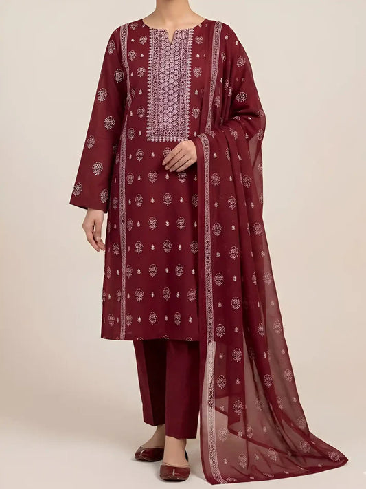 3PC PURE. LAWN .HEAVY EMBROIDERED
