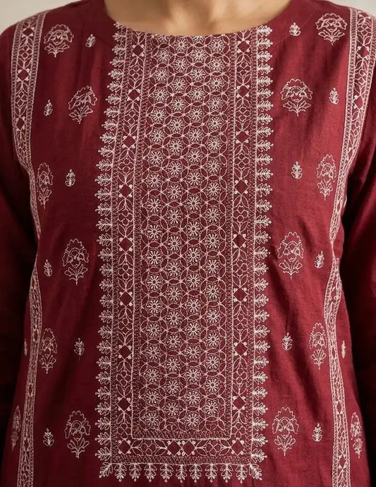 3PC PURE. LAWN .HEAVY EMBROIDERED