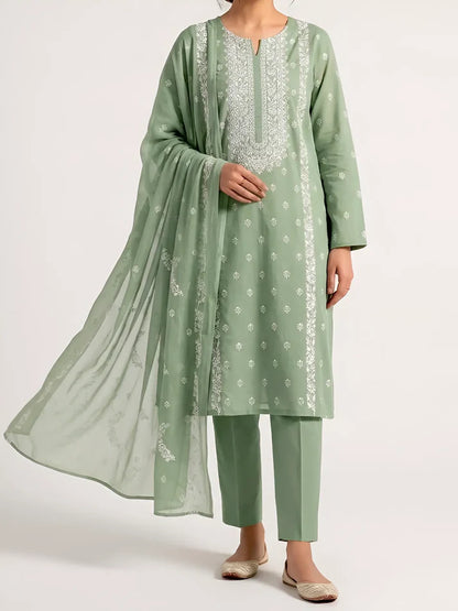 3PC PURE. LAWN .HEAVY EMBROIDERED
