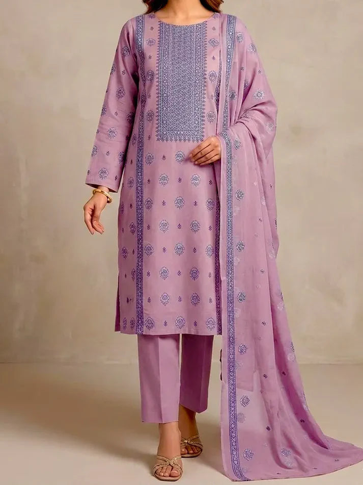 3PC PURE. LAWN .HEAVY EMBROIDERED