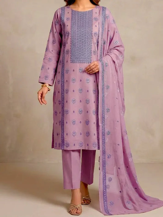 3PC PURE. LAWN .HEAVY EMBROIDERED