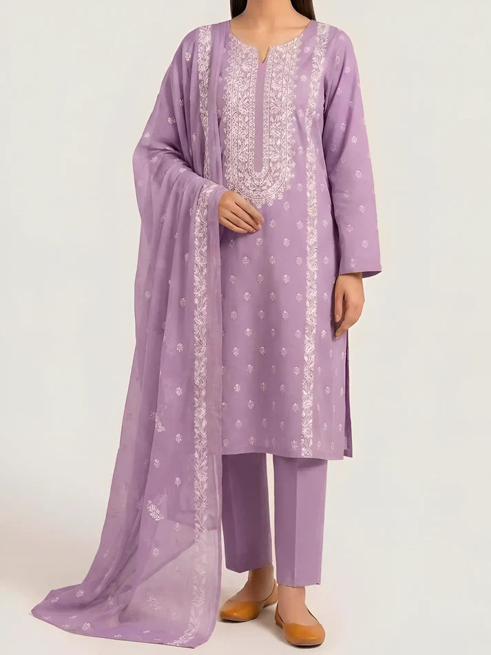 3PC PURE. LAWN .HEAVY EMBROIDERED