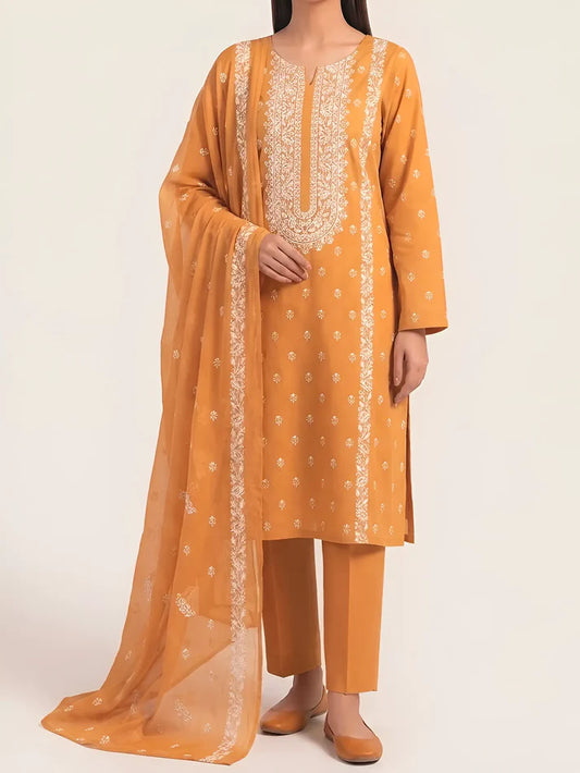3PC PURE. LAWN .HEAVY EMBROIDERED