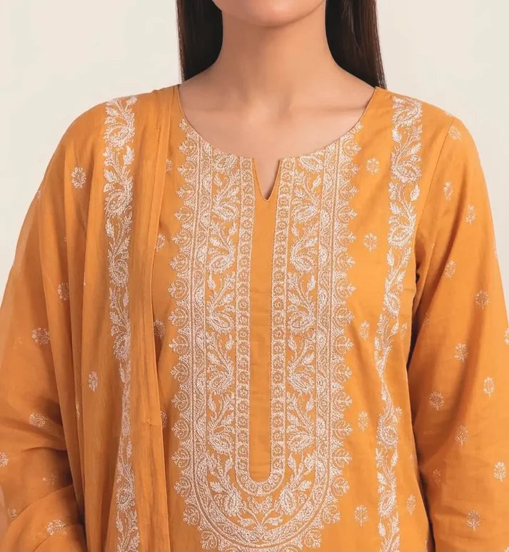 3PC PURE. LAWN .HEAVY EMBROIDERED