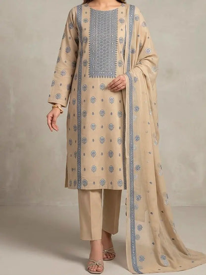 3PC PURE. LAWN .HEAVY EMBROIDERED